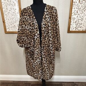 Leopard Print Sheer Kimono Cardigan